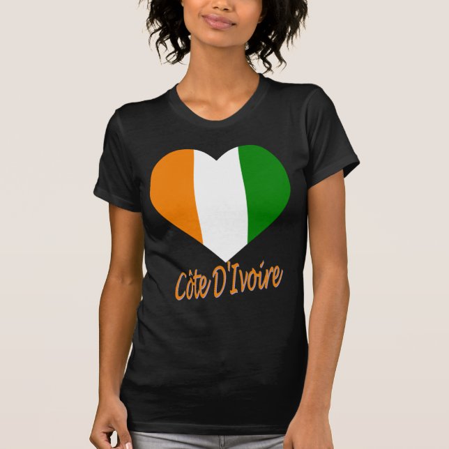 T-shirt Coeur de drapeau de Cote D'Ivoire (Devant)