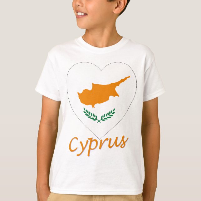 T-shirt Coeur de drapeau de la Chypre (Devant)