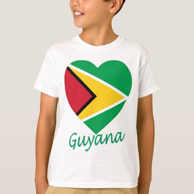 T-shirt Coeur de drapeau de la Guyane (Devant)