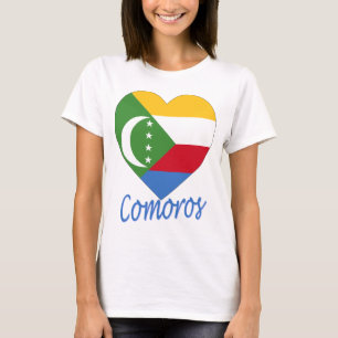 T-shirt Coeur de drapeau des Comores