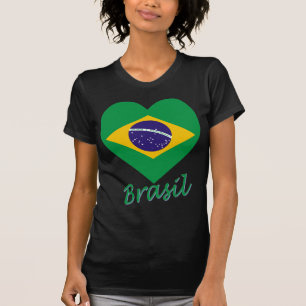 T-shirt Coeur de drapeau du Brésil