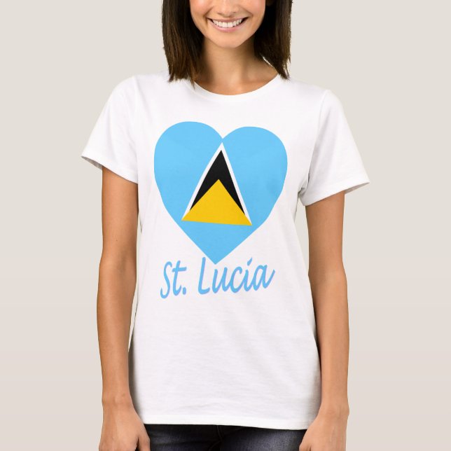 T-shirt Coeur de drapeau du St Lucia (Devant)