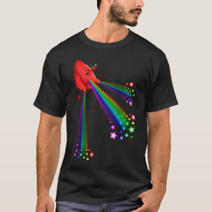 T-shirt coeur de fusée d'arc-en-ciel
