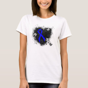 T-shirt Coeur de gravité du ruban bleu de sensibilisation