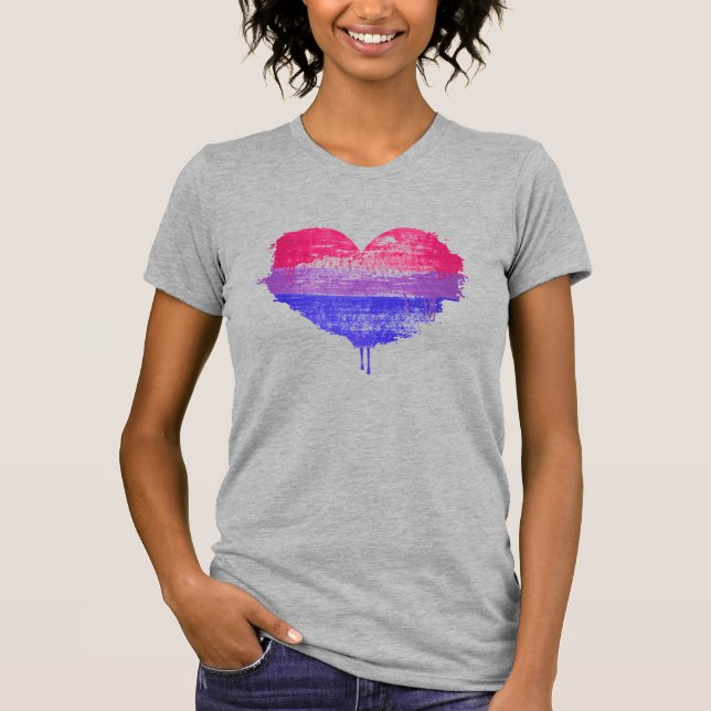 T-Shirt coeur de la fierté bisexuelle (Devant)