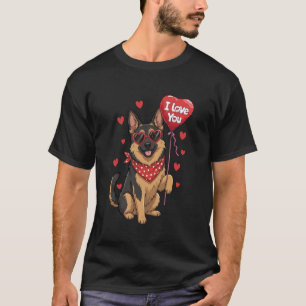 T-shirt Cœur de la Saint-Valentin Berger Allemand Je t'aim