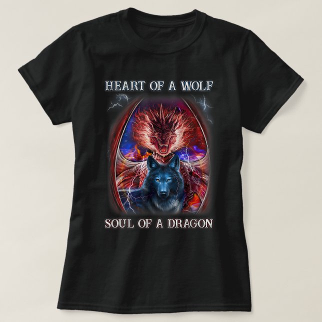 T-shirt Coeur De L'Âme De Loup D'Un Dragon - Dragon Cool - (Design devant)