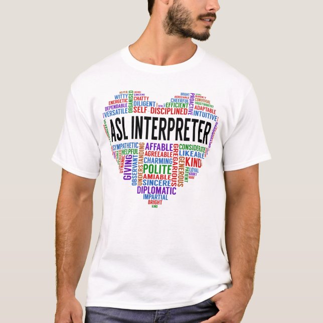 T-shirt Coeur de l'interprète Asl (Devant)