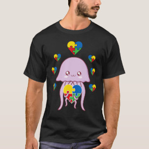 T-shirt Cœur de méduse morceau de puzzle Sensibilisation à
