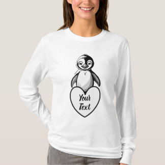 T-shirt Coeur de pingouin bébé avec votre message personna