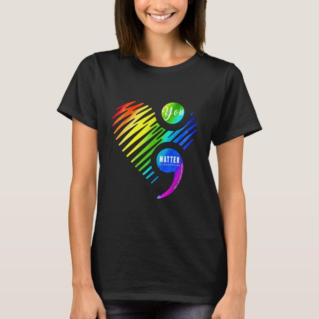 T-shirt Coeur de sensibilisation à la prévention du suicid (Devant)