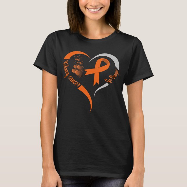 T-shirt coeur de sensibilisation au cancer du rein orange (Devant)