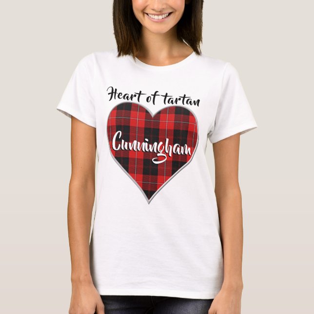 T-shirt Coeur de Tartan Clan Cunningham Plaid (Devant)