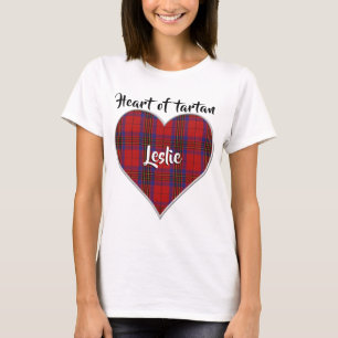 T-shirt Coeur de Tartan Clan Leslie Red Plaid