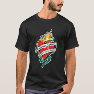 T-shirt Coeur de tatouage de Cancer ovarien