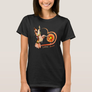 T-shirt Coeur de tournesol de colibri Orange Ruban Leukemi