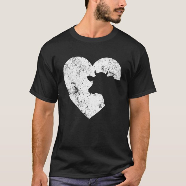 T-shirt Coeur De Vache Pour Une Fille Qui Aime Les Vaches  (Devant)