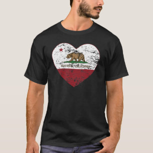 T-shirt coeur de vue d'isla de drapeau de la Californie