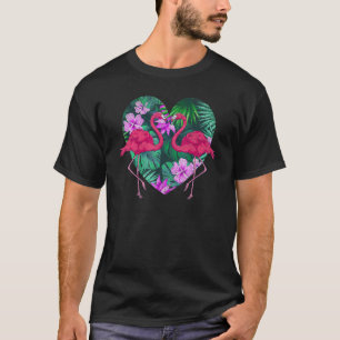 T-shirt Coeur des fleurs tropicales Amoureux des animaux O