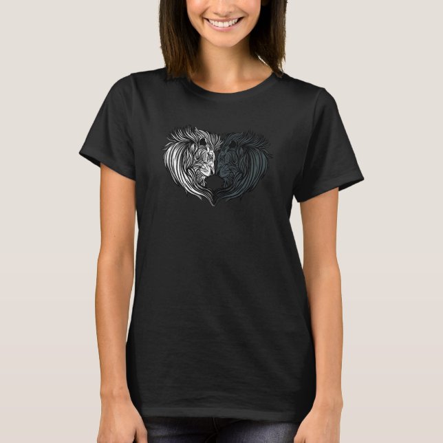T-shirt Coeur Des Lions Forêt Africaine Noire Et Blanche (Devant)