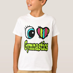 T-shirt Coeur des yeux lumineux J'aime la gymnastique