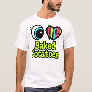 T-shirt Coeur des yeux lumineux J'aime les pommes de terre