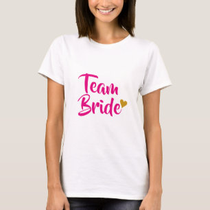 T-shirt Coeur d'or de jeune mariée d'équipe