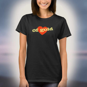 T-shirt Coeur d'or ! Design de coeur rouge.