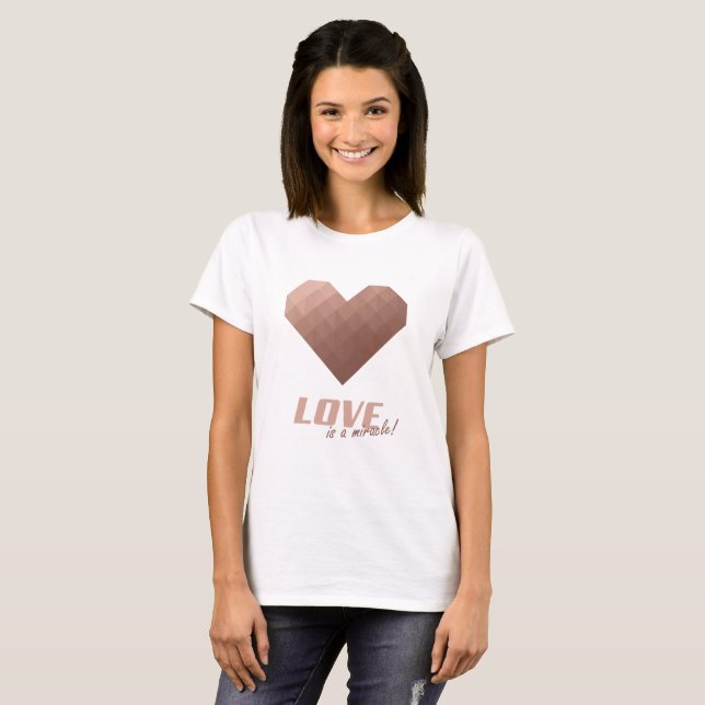 T-shirt Coeur d'or rose Conception géométrique (Devant entier)