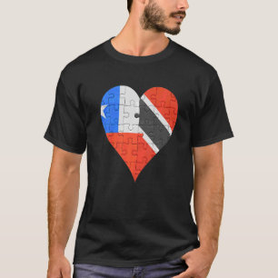 T-shirt Coeur Drapeau Chilien Trinidadien Et Tobagoan