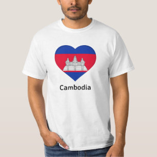 T-shirt Coeur - Drapeau du Cambodge