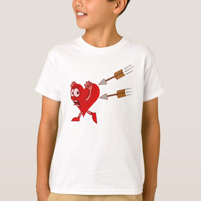 T-shirt Coeur drôle de Saint-Valentin fonctionnant des (Devant)