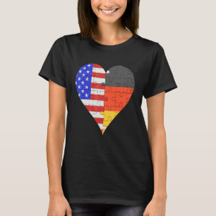T-shirt Coeur du drapeau américain allemand