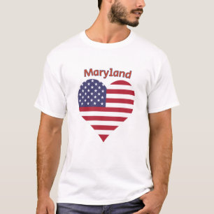 T-shirt Coeur du drapeau américain du Maryland