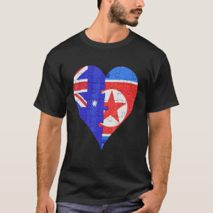 T-shirt Coeur du drapeau australien nord-coréen