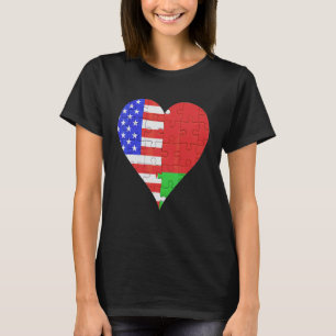 T-shirt Coeur du drapeau biélorusse américain