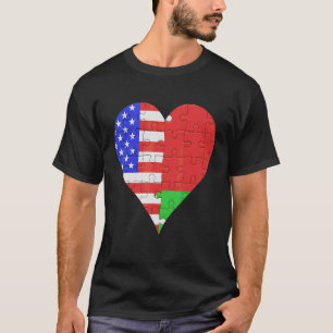 T-shirt Coeur du drapeau biélorusse américain