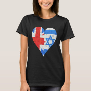 T-shirt Coeur du drapeau britannique israélien