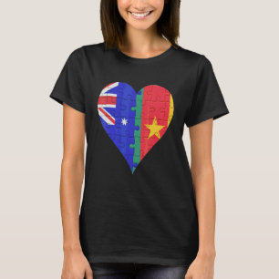 T-shirt Coeur du drapeau camerounais australien