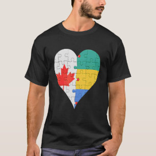 T-shirt Coeur du drapeau canadien gabonais