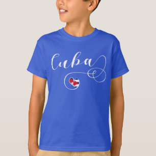 T-shirt Coeur du drapeau cubain, fierté cubaine