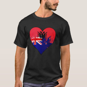 T-shirt Coeur du drapeau du patrimoine albanais et néo-zél