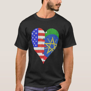T-shirt Coeur du drapeau éthiopien américain