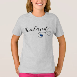 T-shirt Coeur du drapeau finlandais, Fierté finlandaise