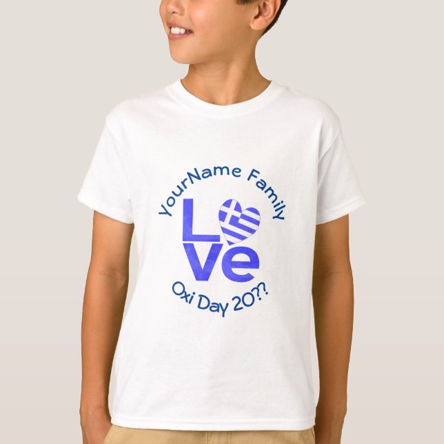 T-shirt Coeur du drapeau grec en bleu LOVE Boy's (Devant)