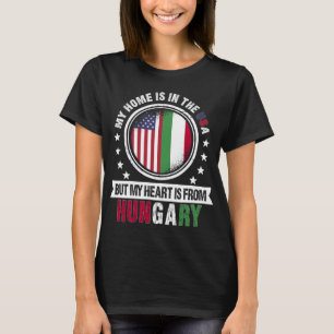 T-shirt Coeur du drapeau hongrois américain du patriote h