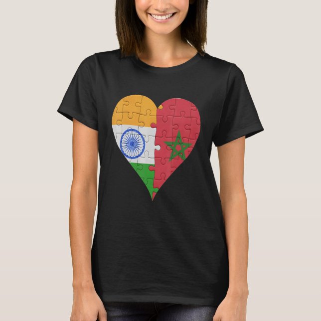 T-shirt Coeur du drapeau indien marocain (Devant)