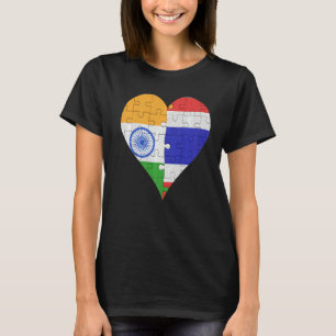 T-shirt Coeur du drapeau indien thaïlandais