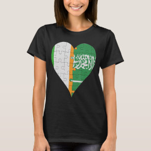 T-shirt Coeur du drapeau irlandais saoudien
