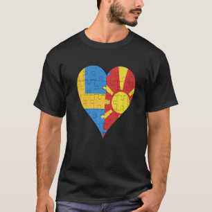 T-shirt Coeur du drapeau macédonien suédois